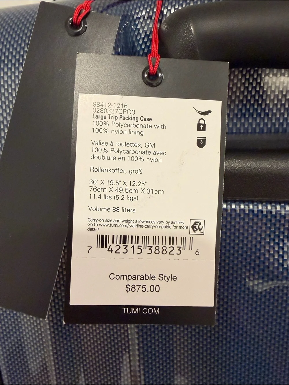 Tumi Hard Shell Spinner Luggage Set in Blue and Silver